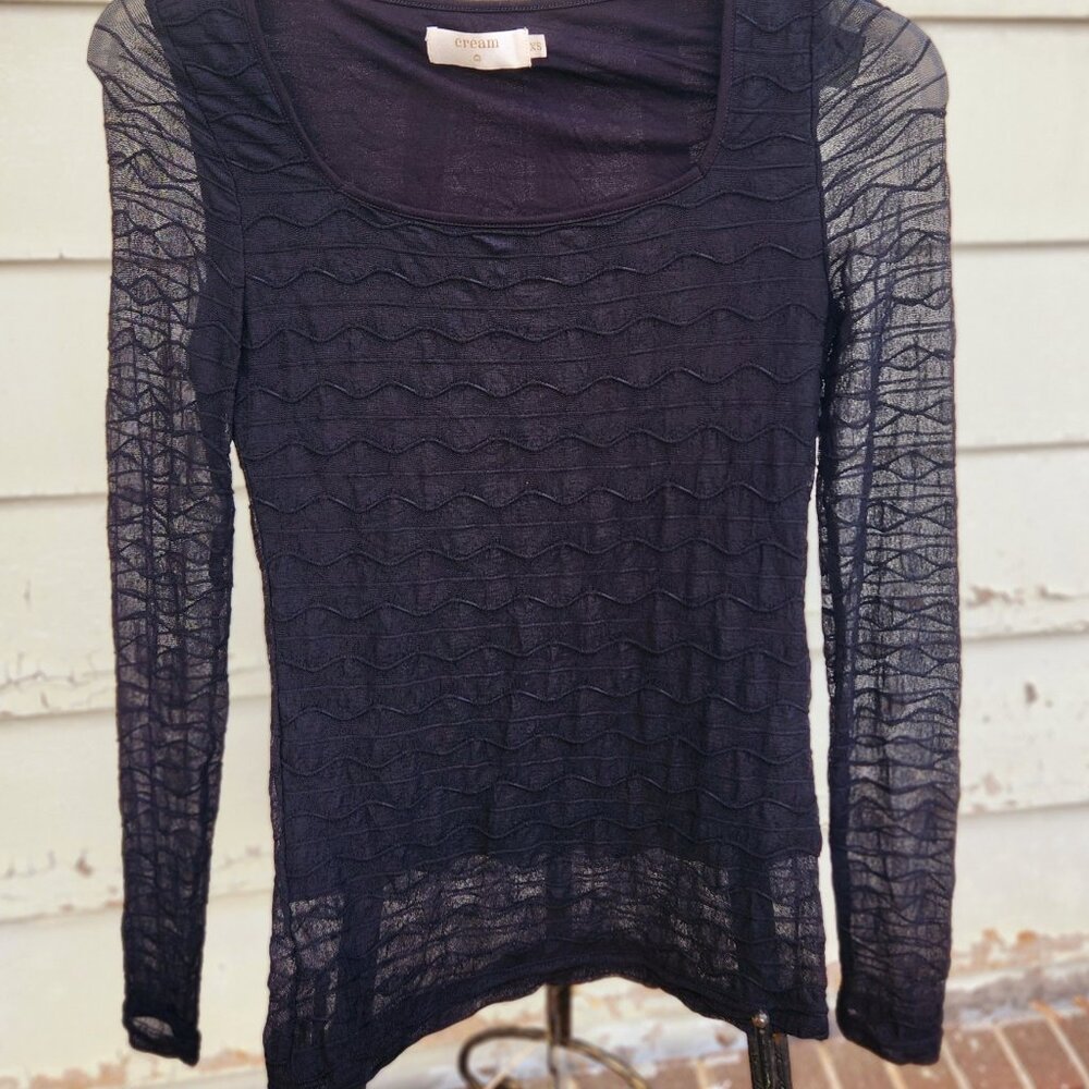 A5  Sexy little black sheer lined ribbed soft stretchy top by Cream